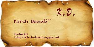 Kirch Dezső névjegykártya
